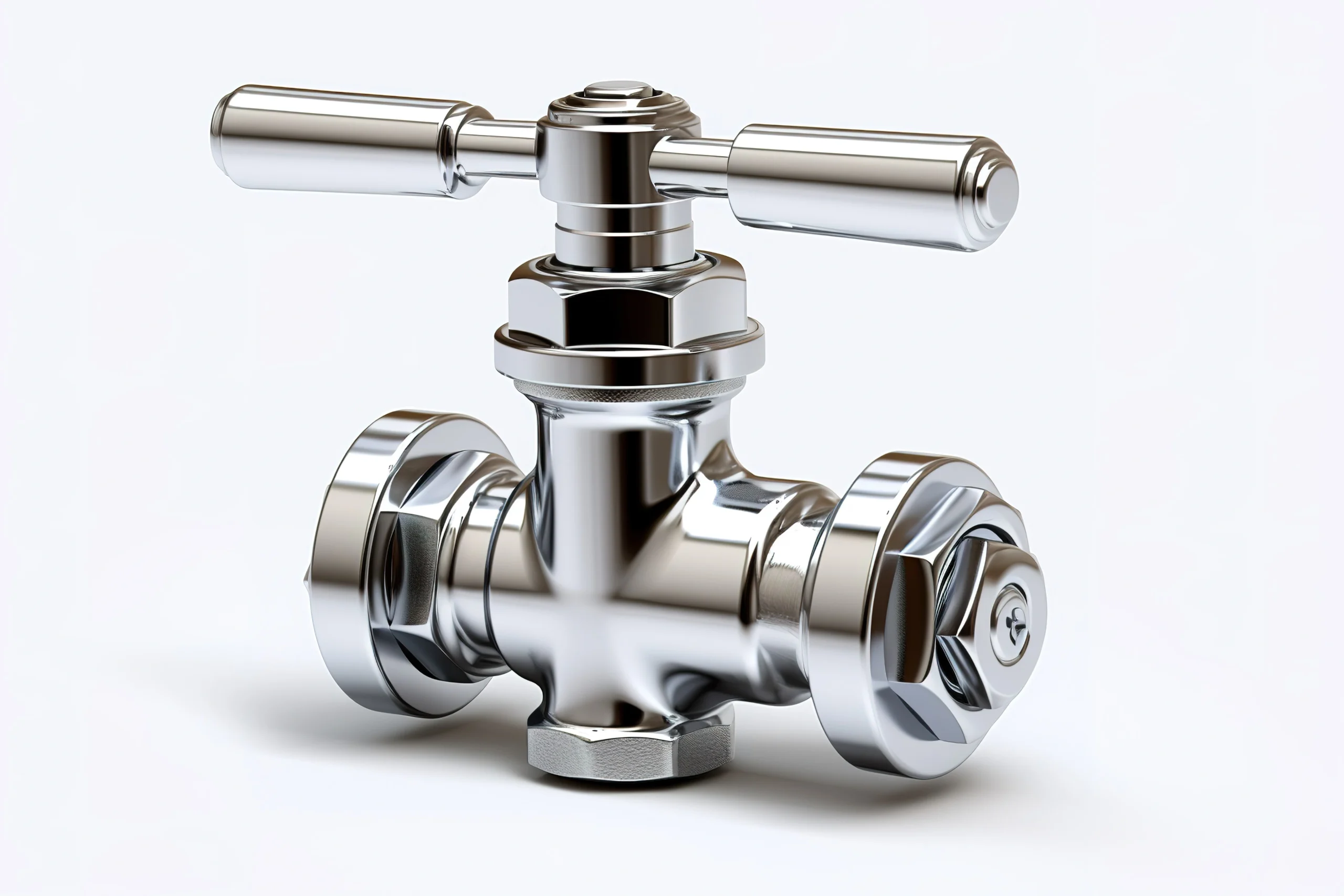 gleaming-chrome-water-valve-with-tshaped-handle-clear-png-white-background